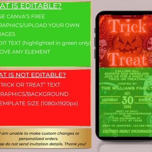 Digital Halloween Fun Friends and Family Trick or Treat Monsters Invitation, Fall Party, Phone Evite, Editable Template, Instant Download image 3