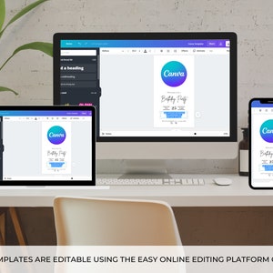 May include: A computer screen showing a Canva design template for a birthday party invitation. The template features a purple and blue gradient circle with the text "Canva" and "Birthday Party" in white. The text "25" is also included in the design.