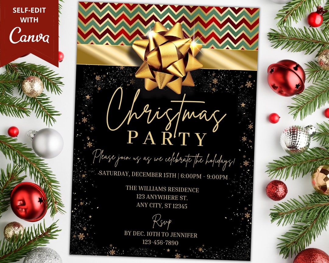 Printable Christmas Party Invitation, Editable Christmas Invite ...