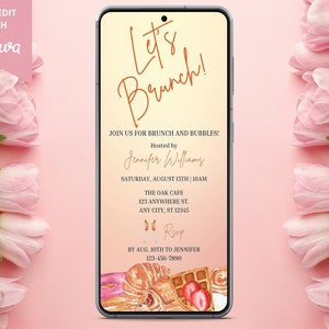 Electronic Brunch Invitation, Digital Brunch Invite, All Occasions, Brunch and Bubbly, Editable Template, Text Evite, Instant Download