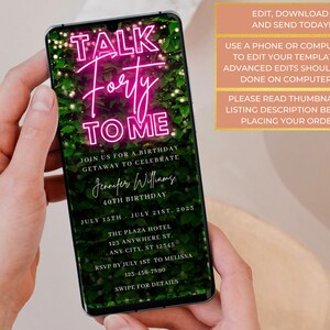 Electronic Talk Forty to Me 40th Birthday Week Trip Invitation, 7 Day ...