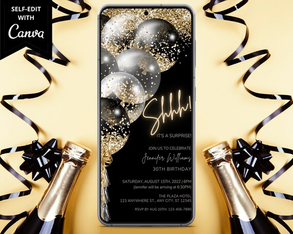 Electronic Surprise Birthday Invitation Birthday Evite - Etsy