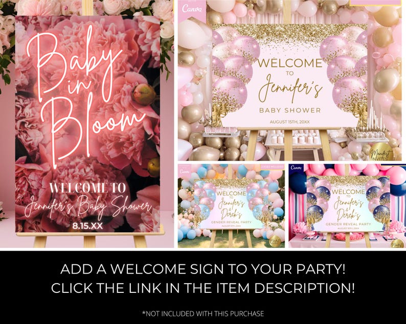Digital It's a Girl Baby Shower Pink Gold Balloons Invitation, Glam Baby Shower, Electronic Text Evite, Editable Template, Instant Download image 4