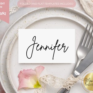 Editable Minimalistic Place Card Template, Printable Simple Dinner Name Tag for Birthday Engagement Wedding Dinner Party, Instant Download