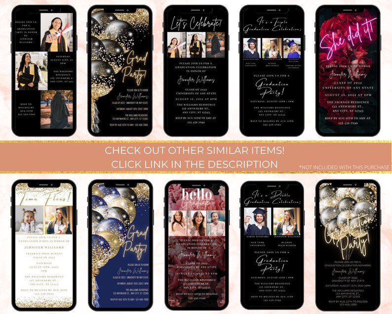 Digital Graduation Party Invitation Electronic Grad Etsy