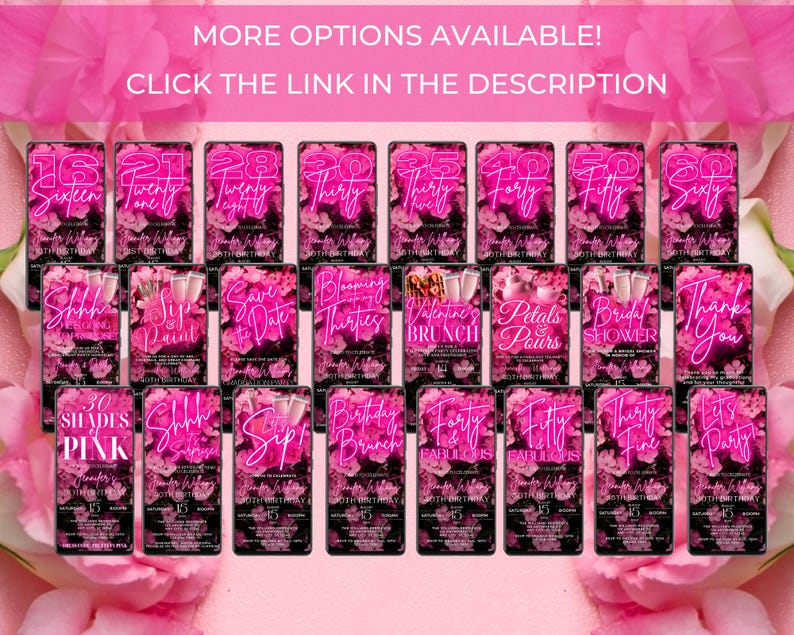 Digital Pink Floral Birthday Brunch Invitation, Electronic Phone Text Evite, Let's Brunch, Editable Template, Evite, Instant Download, PF01 image 4