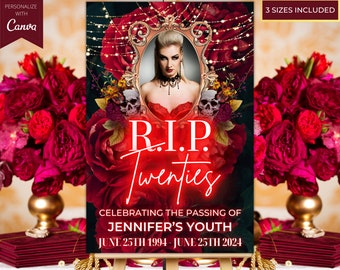 Editable RIP Twenties 30th Birthday Gothic Party Photo Welcome Sign Template, Death To My 20s, Printable Entrance Sign, Instant Download