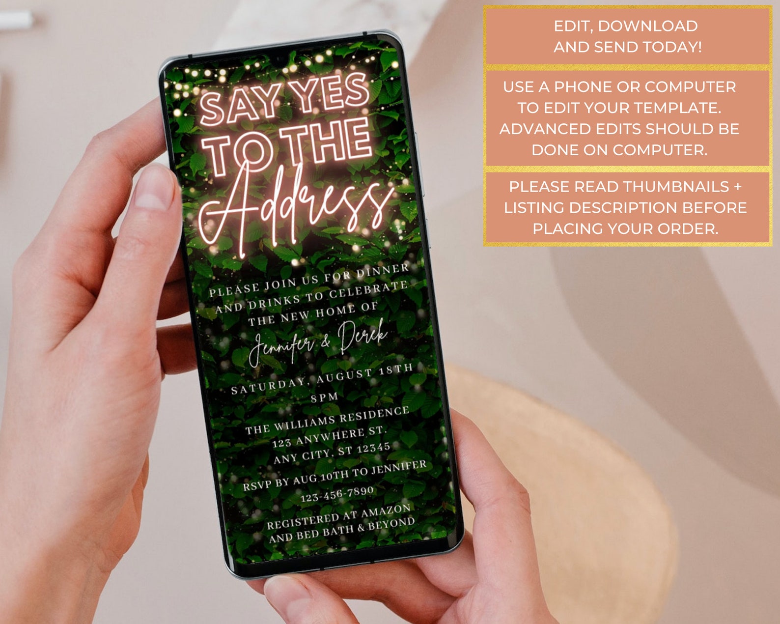 Digital Housewarming Party Invitation Electronic Invite Say Etsy