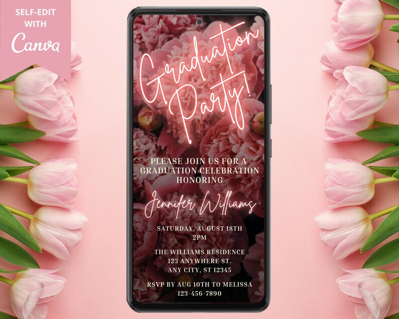 Digital Graduation Party Invitation Electronic Phone Text Etsy