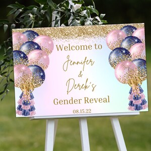 Printable Gender Reveal Welcome Sign, Editable Gender Reveal Sign, Pink ...