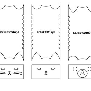 May include: Six printable 3D model designs for creating different animal faces. The designs include a cat, a bear, a frog, a mustache, and a dog.