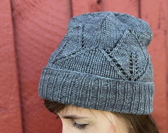 Knitting Pattern | Lacework Knitting Pattern | Womens Hat Pattern | Nature Inspired Beanie Pattern | 4-Corner Crown Decrease | Handknitting