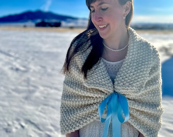 Wedding Shawl Knitting Pattern | Bridal Wrap Pattern | Knit Wrap | Wedding Knit | Bridesmaid Gift | Bridal Accessory | Chunky Knit Pattern