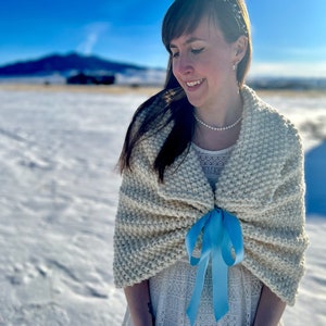 Wedding Shawl Knitting Pattern | Bridal Wrap Pattern | Knit Wrap | Wedding Knit | Bridesmaid Gift | Bridal Accessory | Chunky Knit Pattern