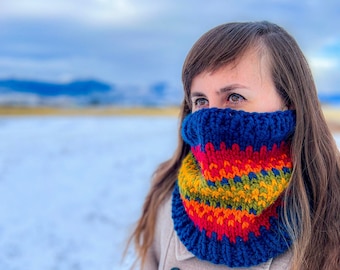 Cowl Knitting Pattern | Colorful Cowl Pattern | Womens Cowl Pattern | Chunky Knitting Pattern | Fair Isle Cowl | Handknitted Cowl Pattern