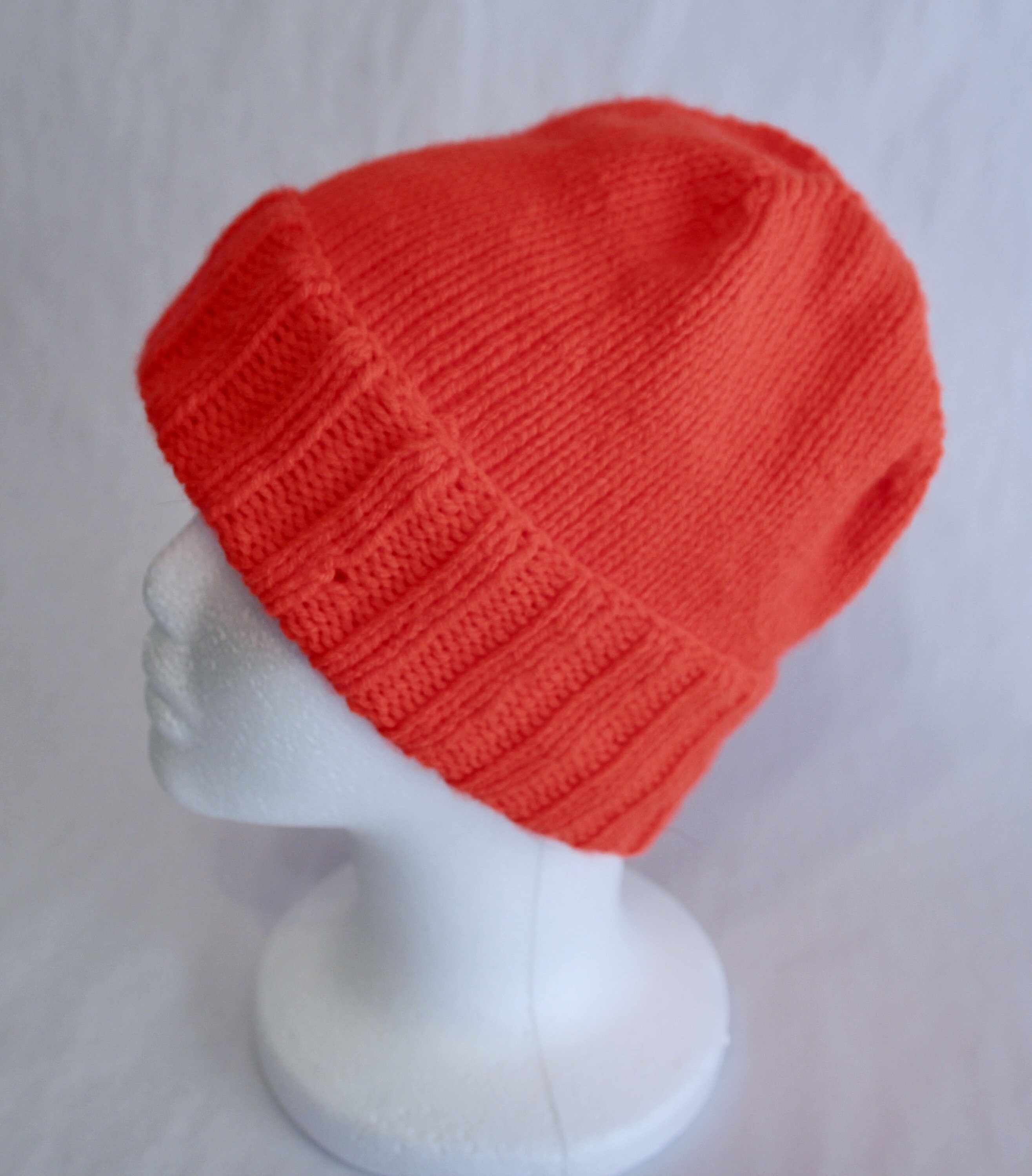 Orange Hunting Hat Handmade Knit Unisex 