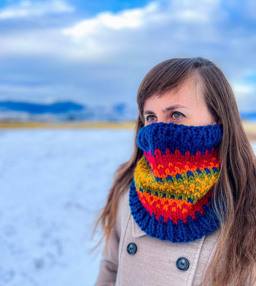 Cowl Knitting Pattern | Colorful Cowl Pattern | Womens Cowl Pattern ...
