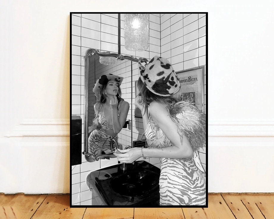 Kendall Jenner musique art mural toile peinture affiche, décoration murale de salle de bain, SANS cadre