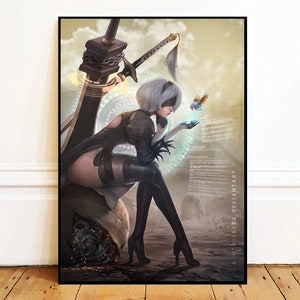 Nier Automata 2B Wall Art Canvas Painting Poster, Bathroom Wall Decor,NO Frame