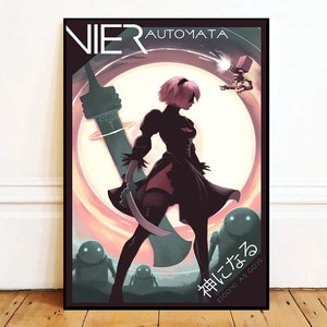 Nier Automata 2B Wall Art Canvas Painting Poster, Bathroom Wall Decor,NO Frame