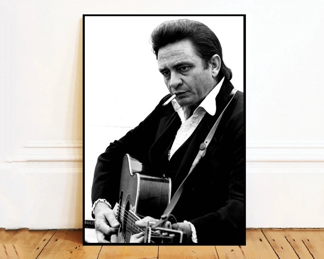 Country Music Singer Johnny Cash Wall Art Canvas Painting Etsy