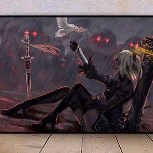 Nier Automata 2B Wall Art Canvas Painting Poster, Bathroom Wall Decor,NO Frame