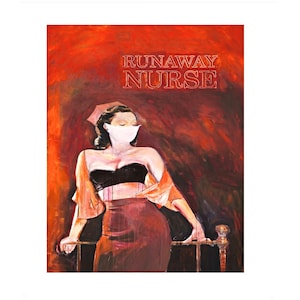 Runaway nurse,Pop Art Wall Art Canvas Painting , Bathroom Wall Decor,NO Frame