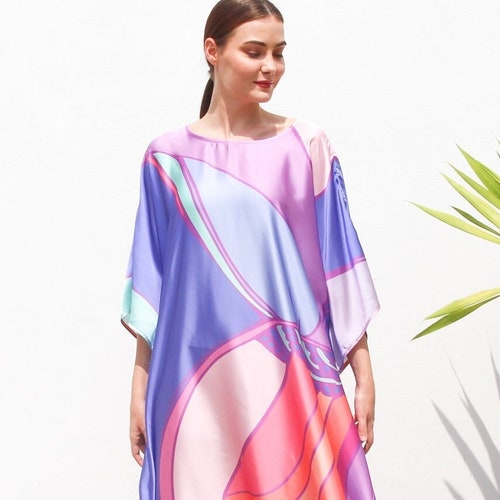 Vibrant Kaftan Maxi Dress Lounge Wear Designer Kaftan Silk - Etsy