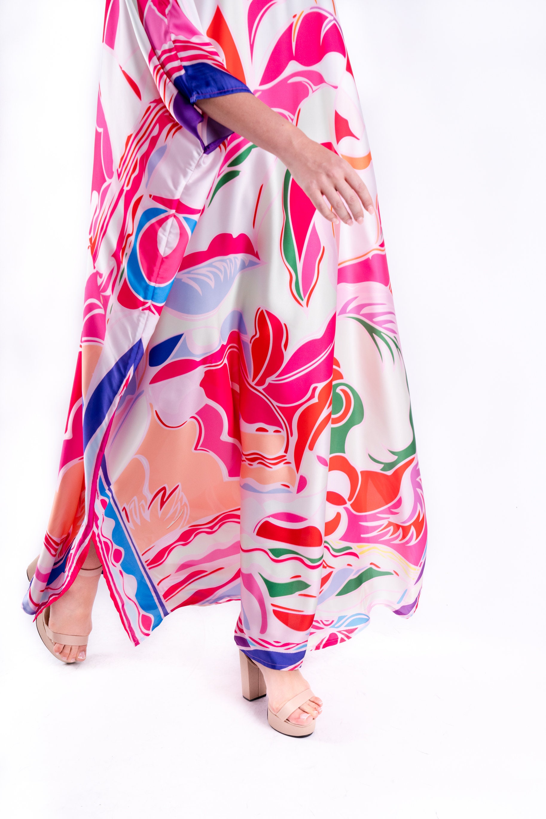 Satin Kaftan for Women Silk Lounge Wear With Full Length - Etsy