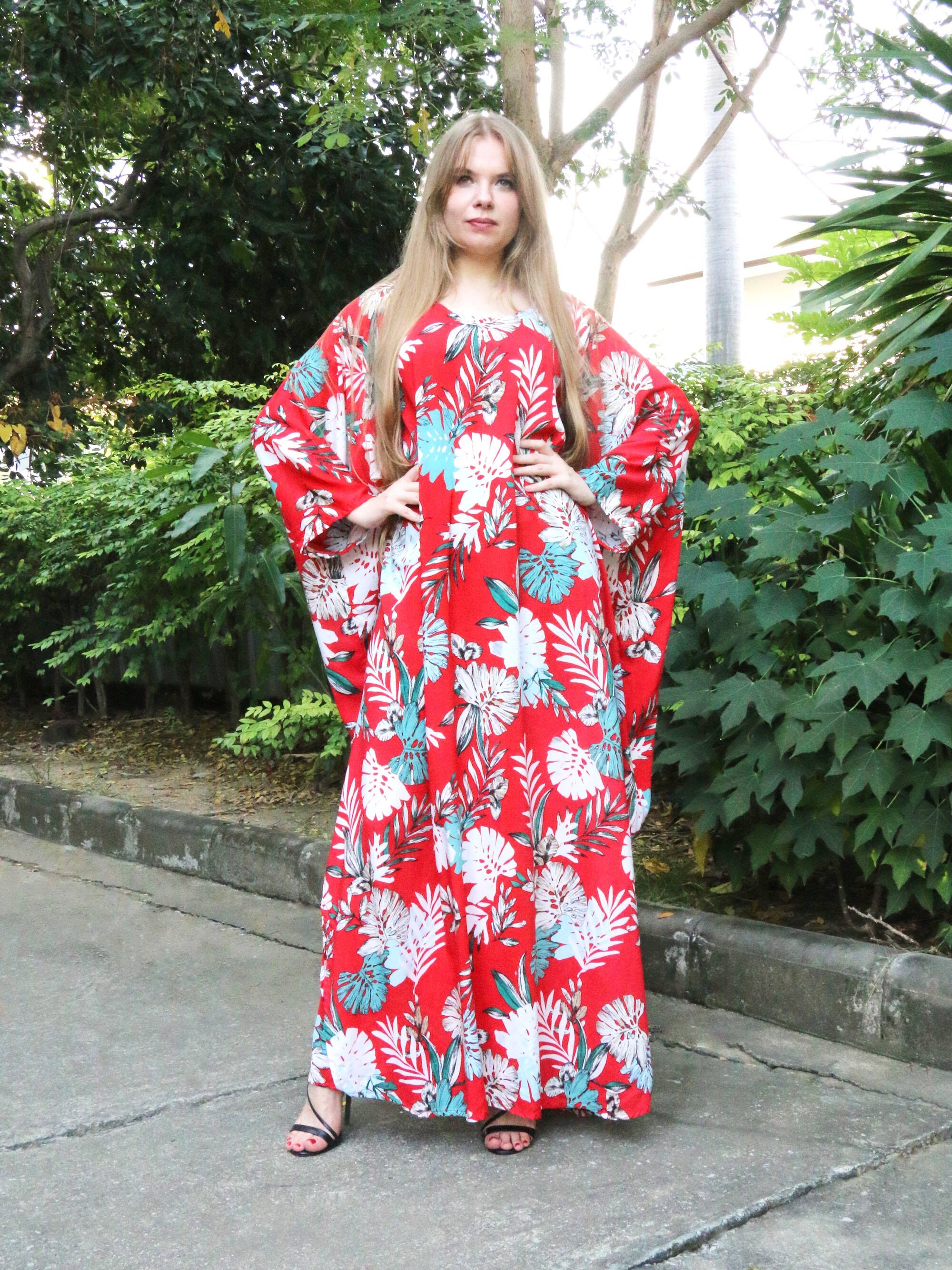 Polynesian Cotton Kaftan Red Cotton Kaftan Australia Red Etsy