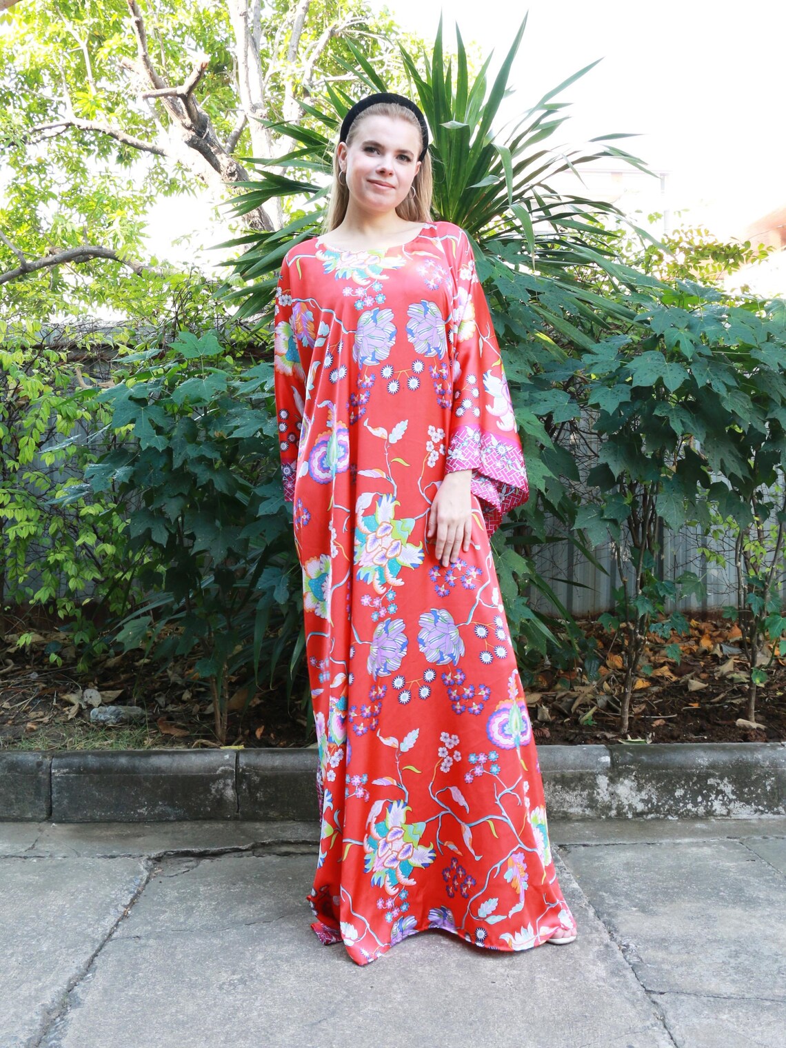 Silk Red Kaftan Caftan Moroccan Kaftan for Women Silk Dress Etsy