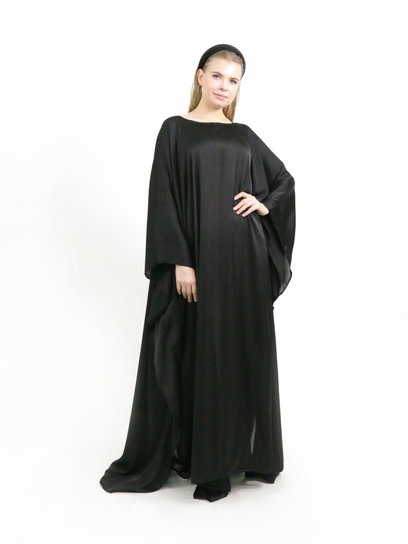 Black Silk Kaftan Long Dress, Silk Kaftan Black Kaftan Silk, Black Kaftan for Women Black Dress Kaftan Silk Kaftan Plus Size Silk Kaftan Men 