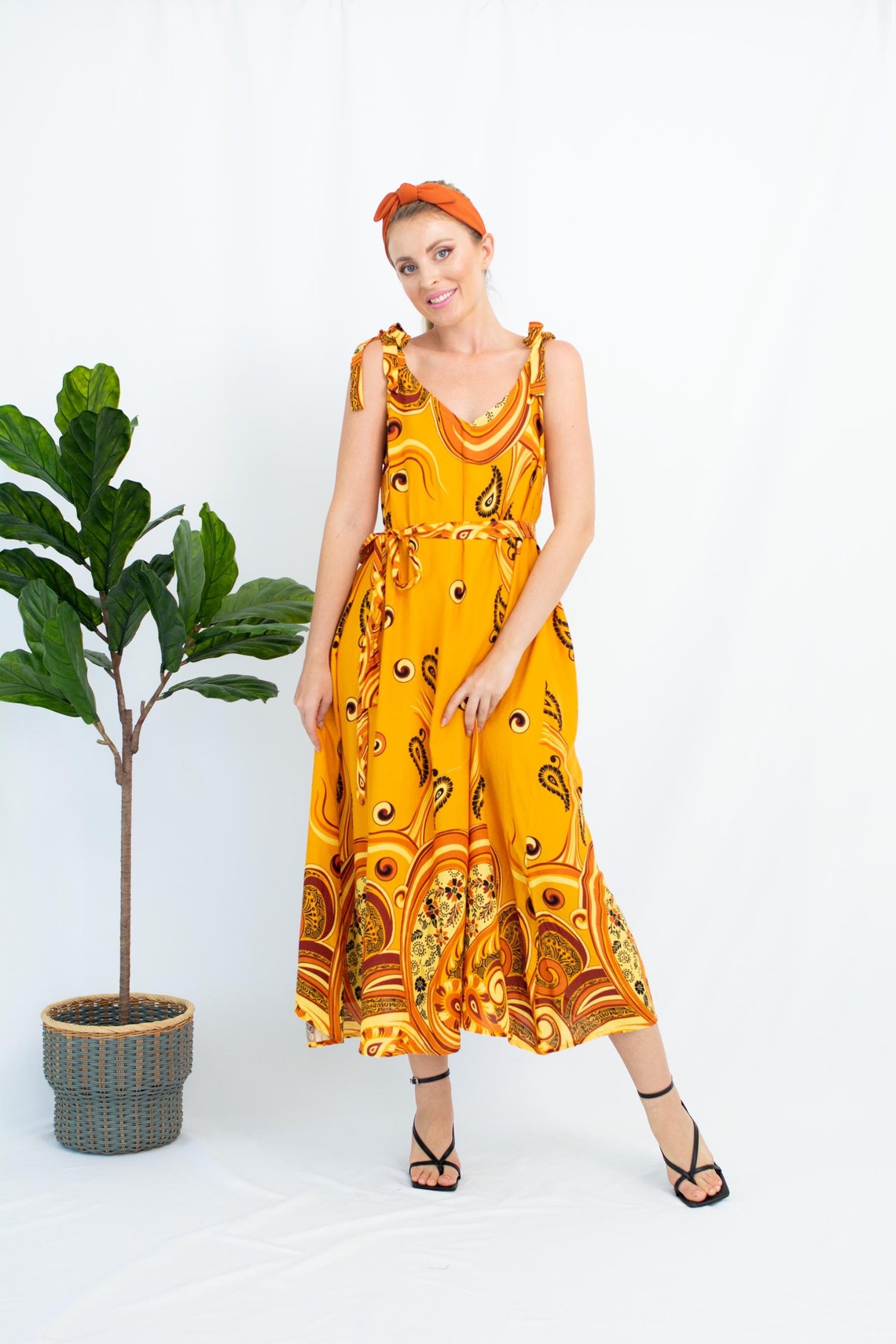 Yellow Sundress Plus Size for Women Summer Sundress Cotton - Etsy