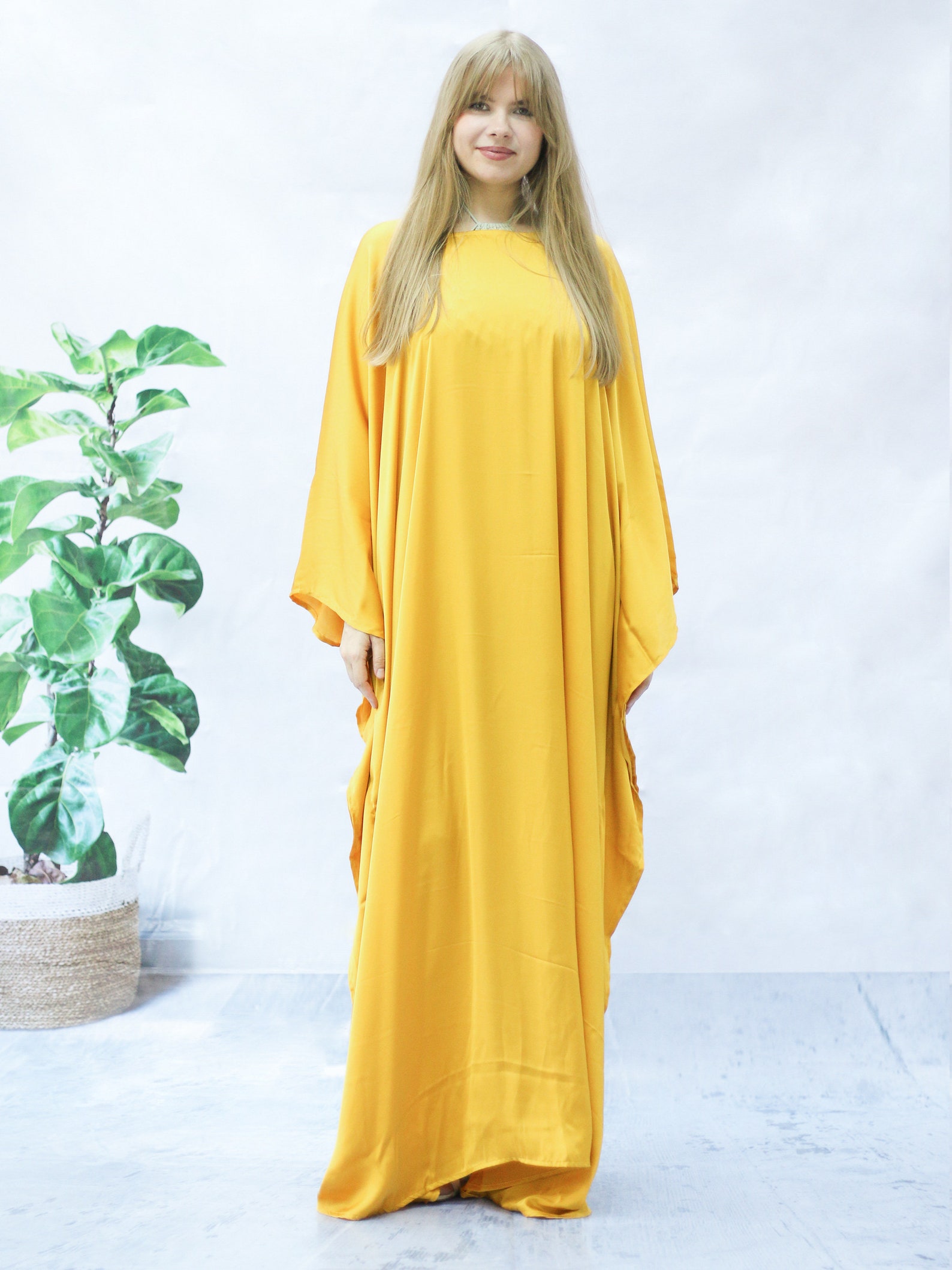 Gold Silk Kaftan Plus Size Gold Kaftan Gold Caftan Silk Yellow Etsy