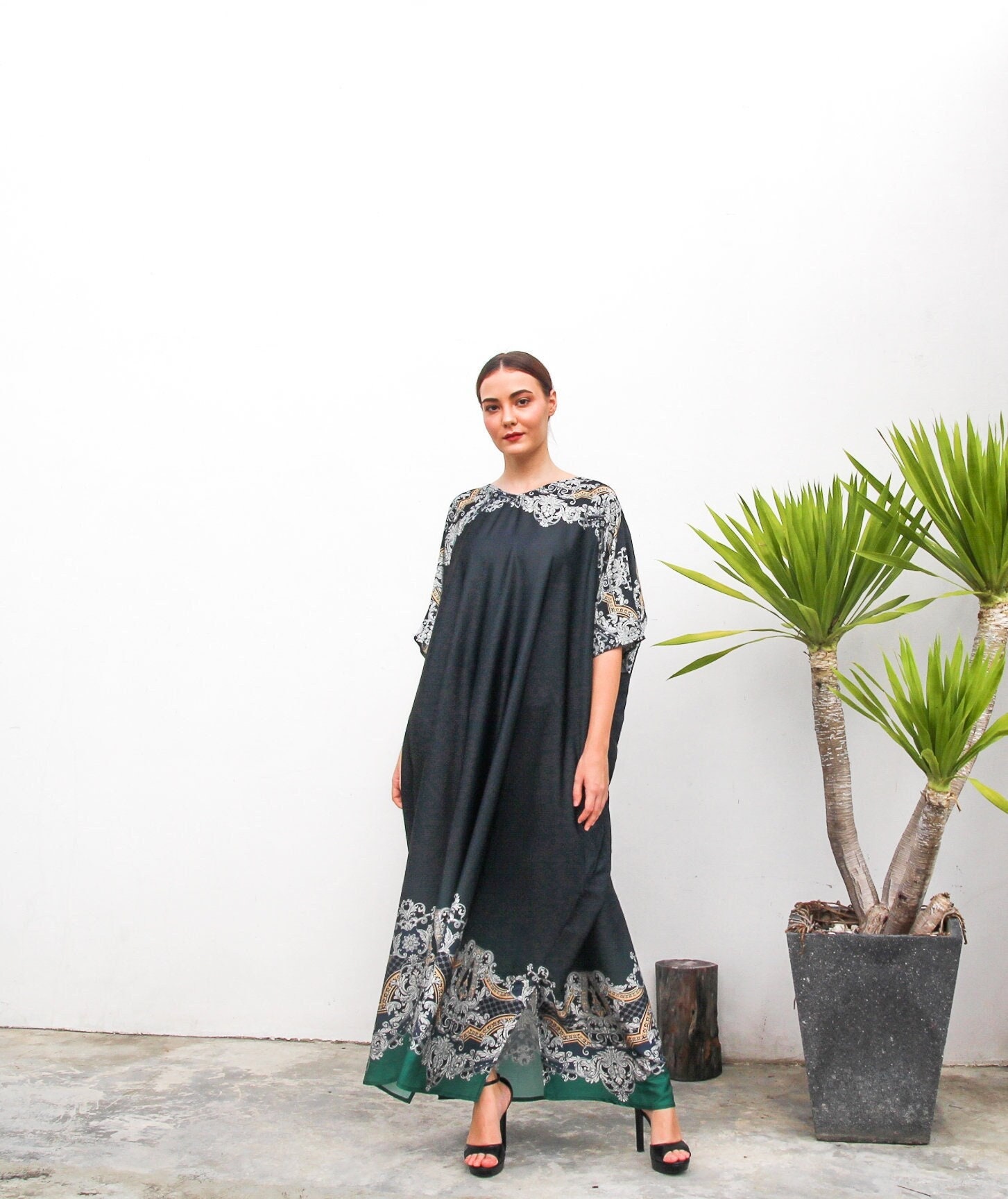 Full Length Kaftan Black Satin Indian Vintage Silk Kaftan - Etsy