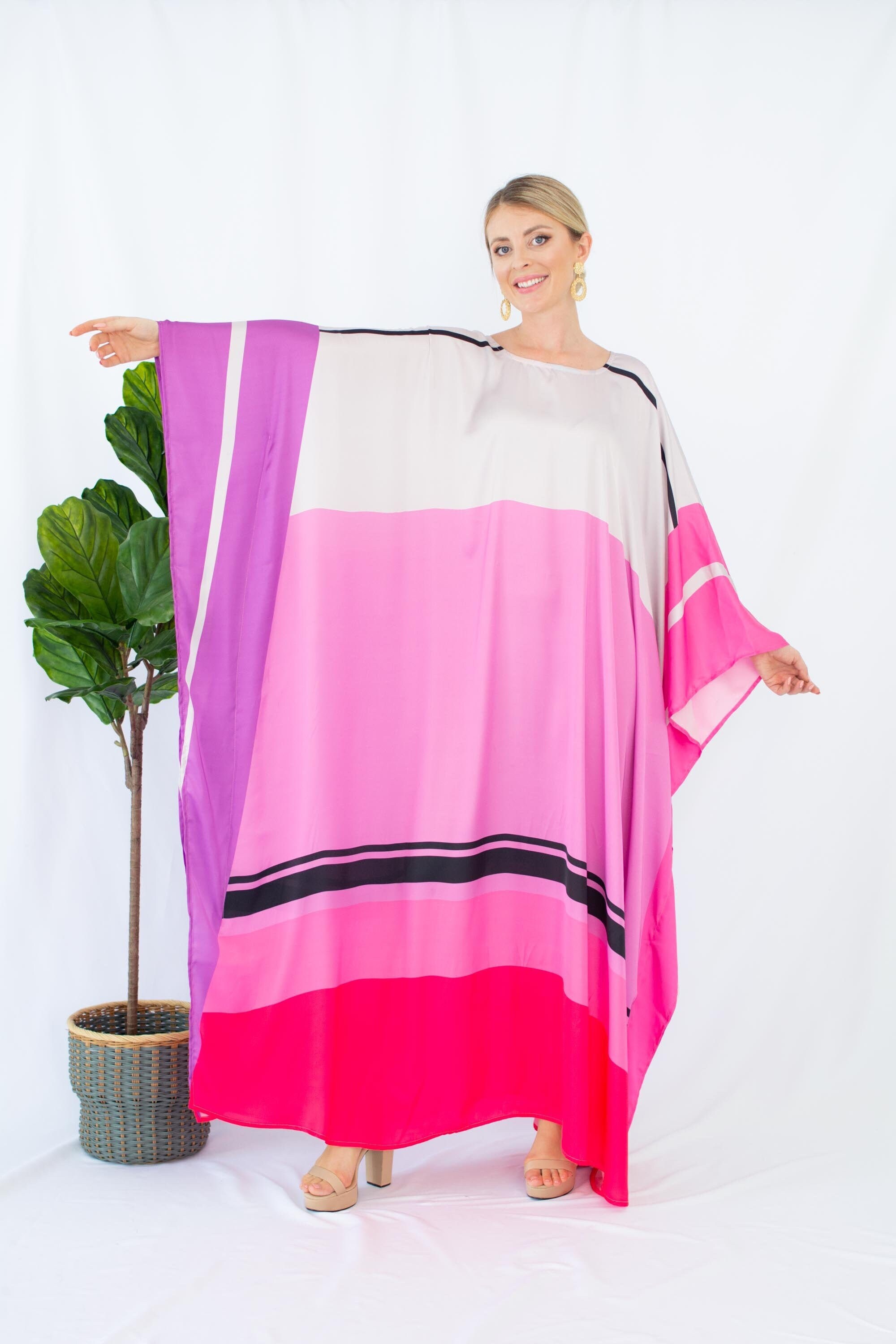 Pink Caftan Cover Up Silk Kaftan Maxi Dress Silk Caftan Plus Etsy