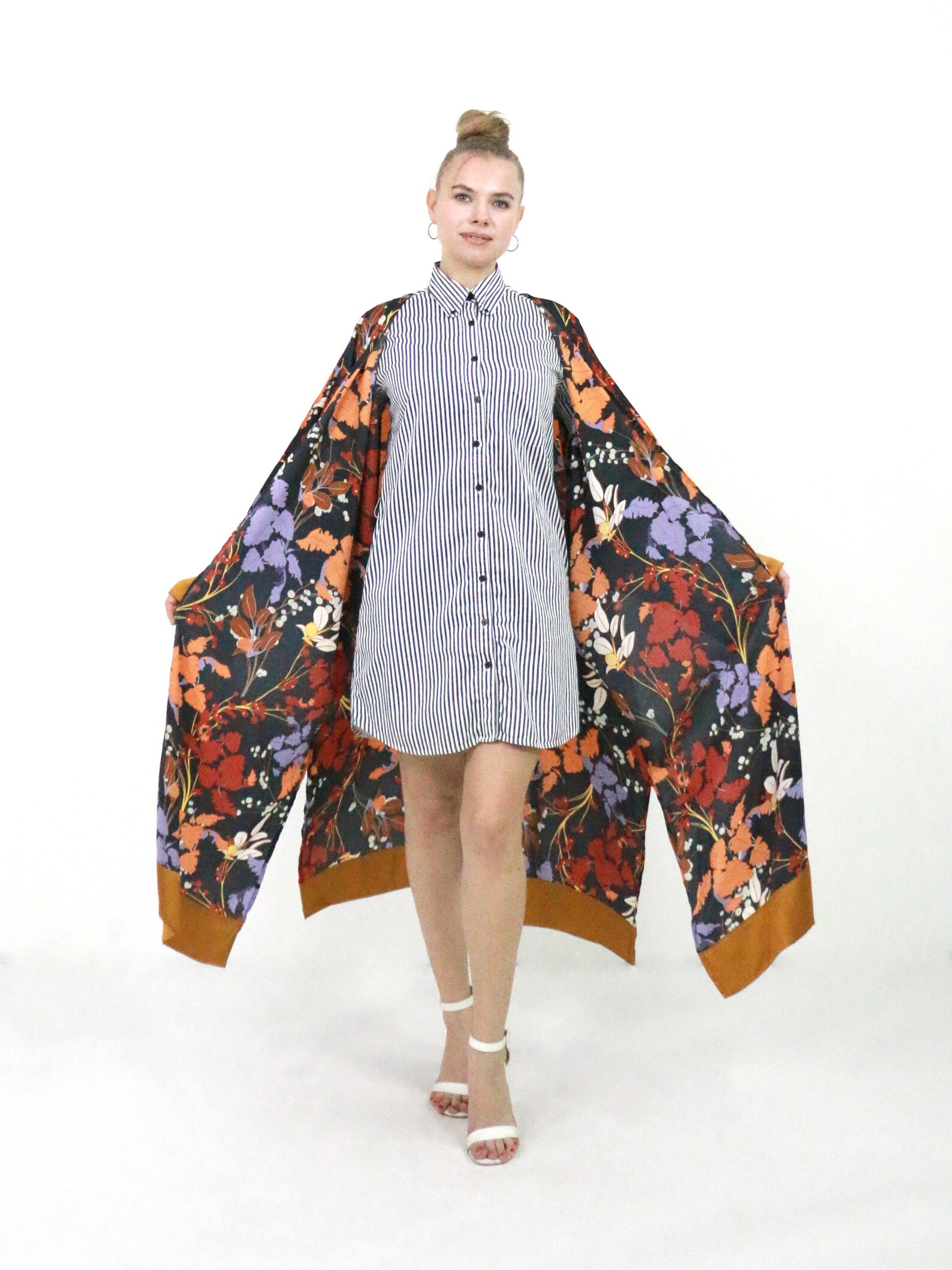 Ropa de seda Kimono Robe Long Japón Kimono Silk Floral Etsy