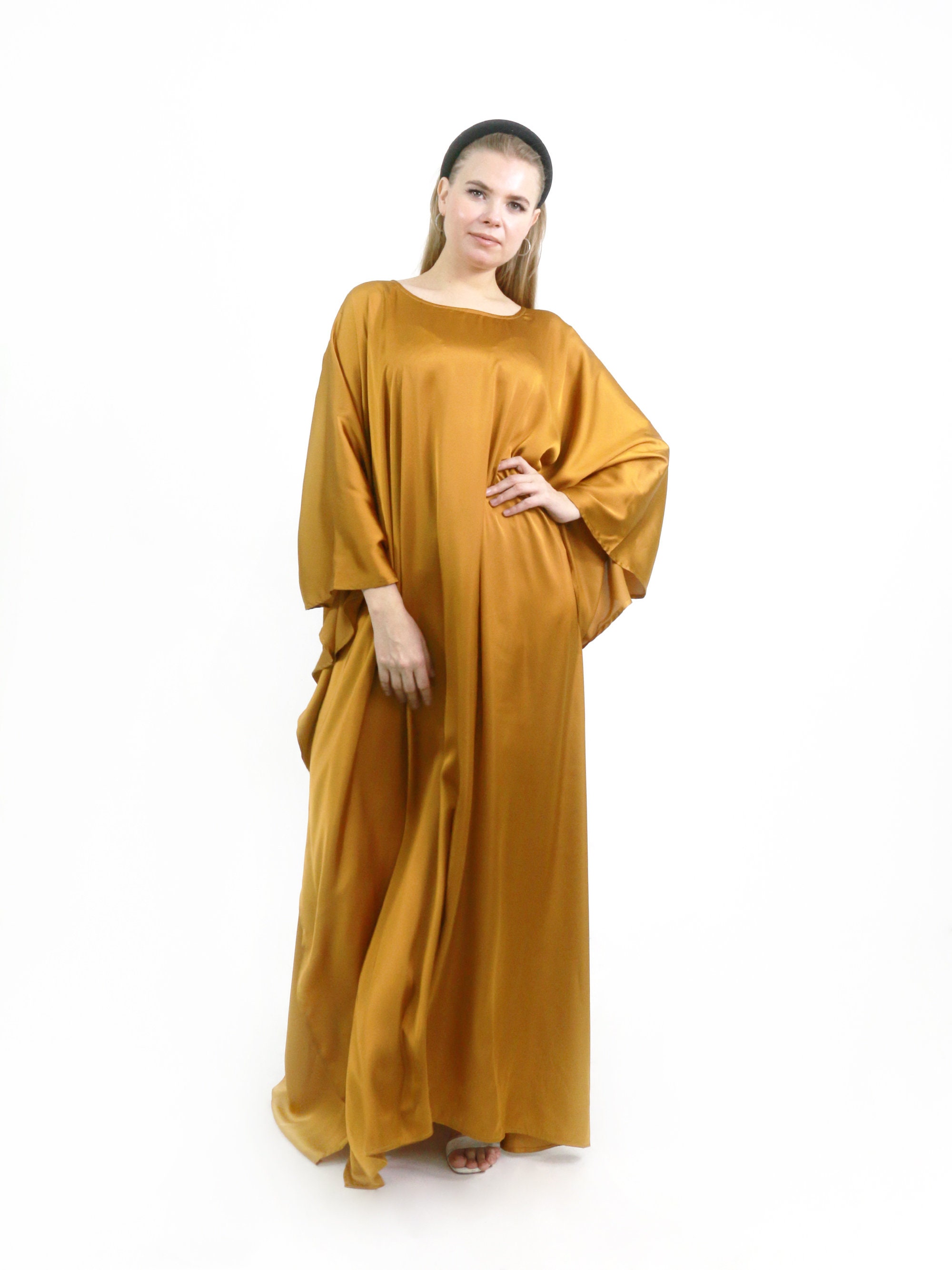 Gold Kaftan Wedding Dress Silk Kaftan Beach Silk Kaftan Etsy