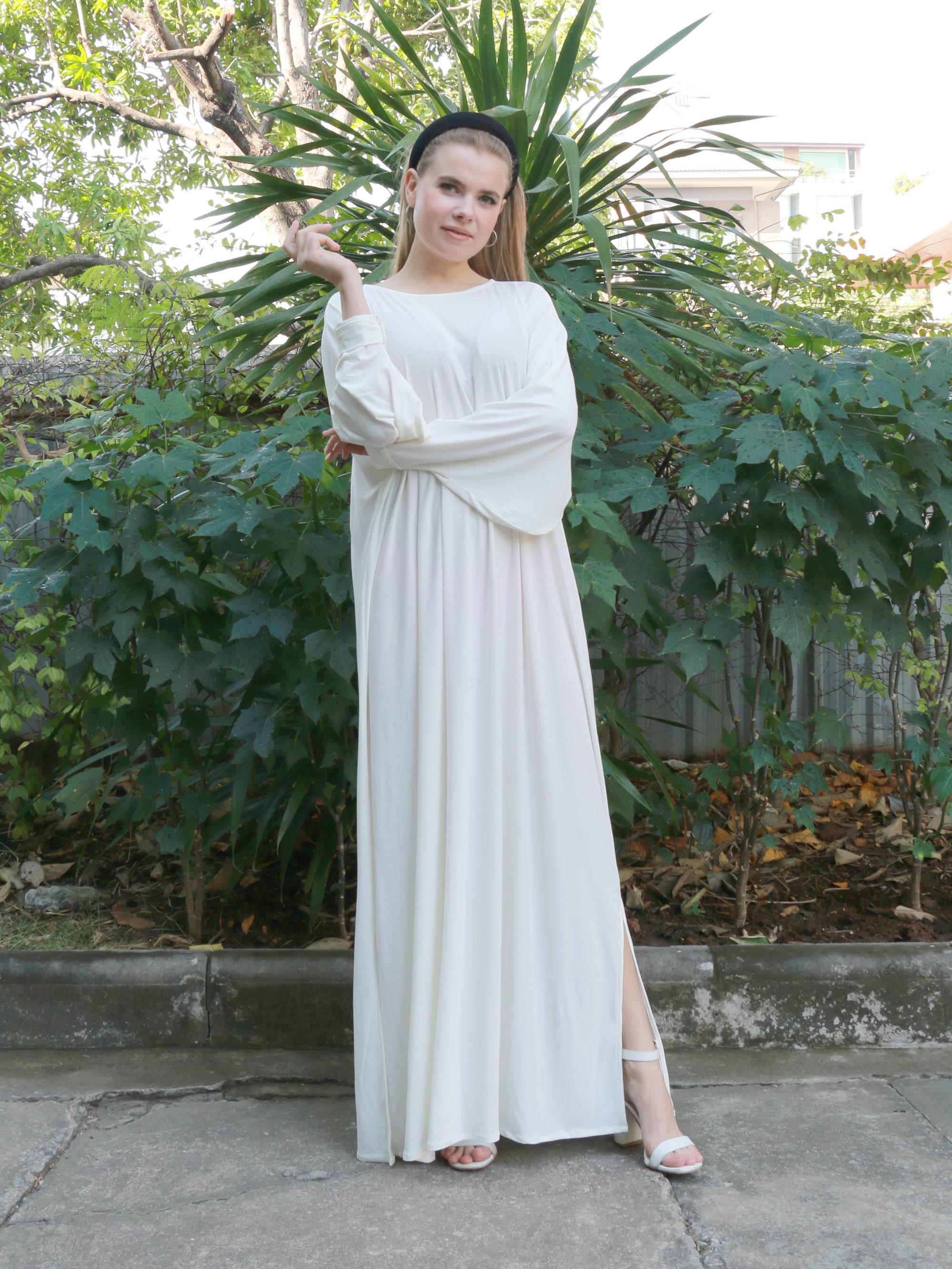 white cotton caftan