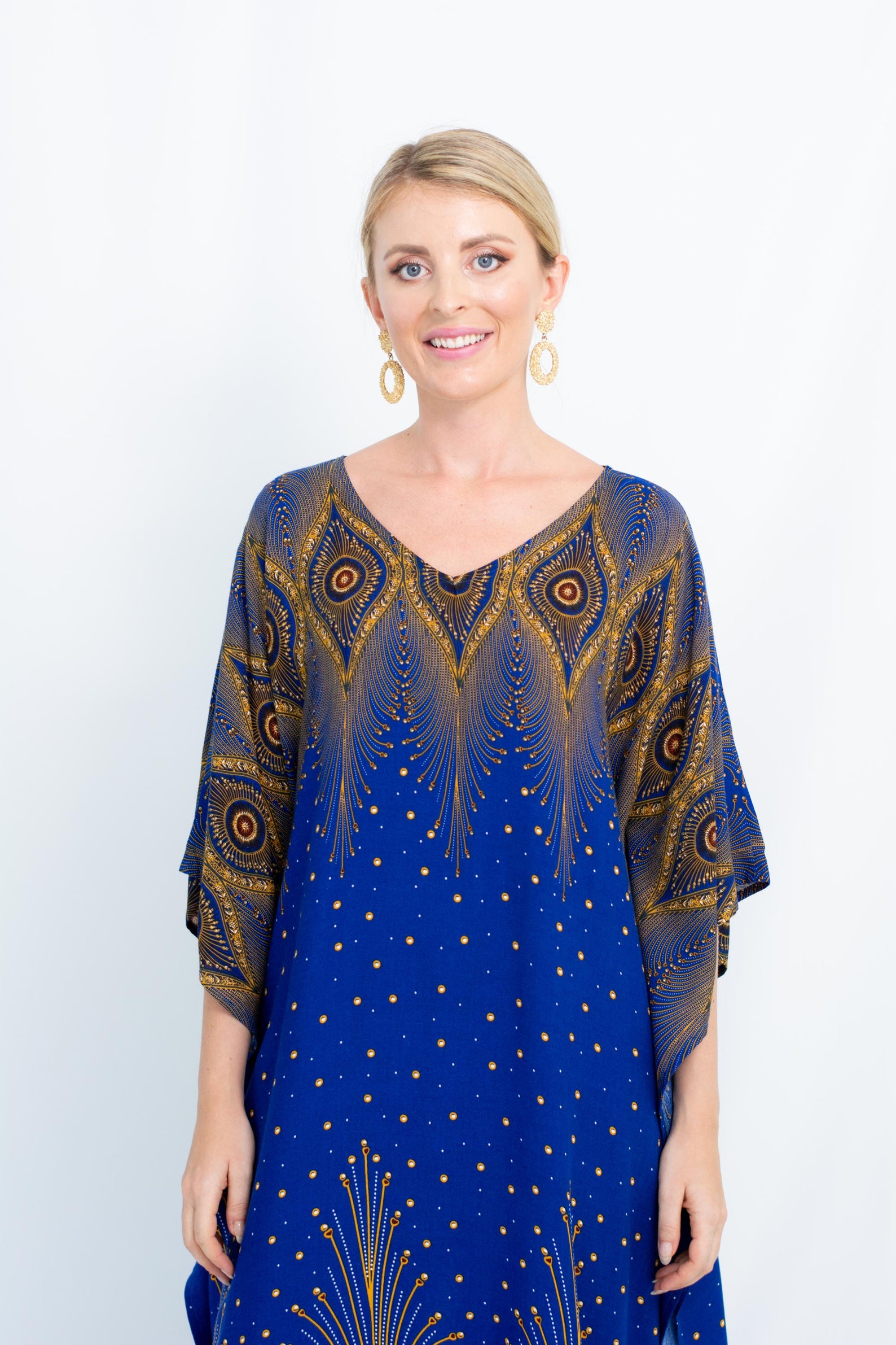 Blue Cotton Rayon Caftan Summer Caftan for Women Peacock Etsy