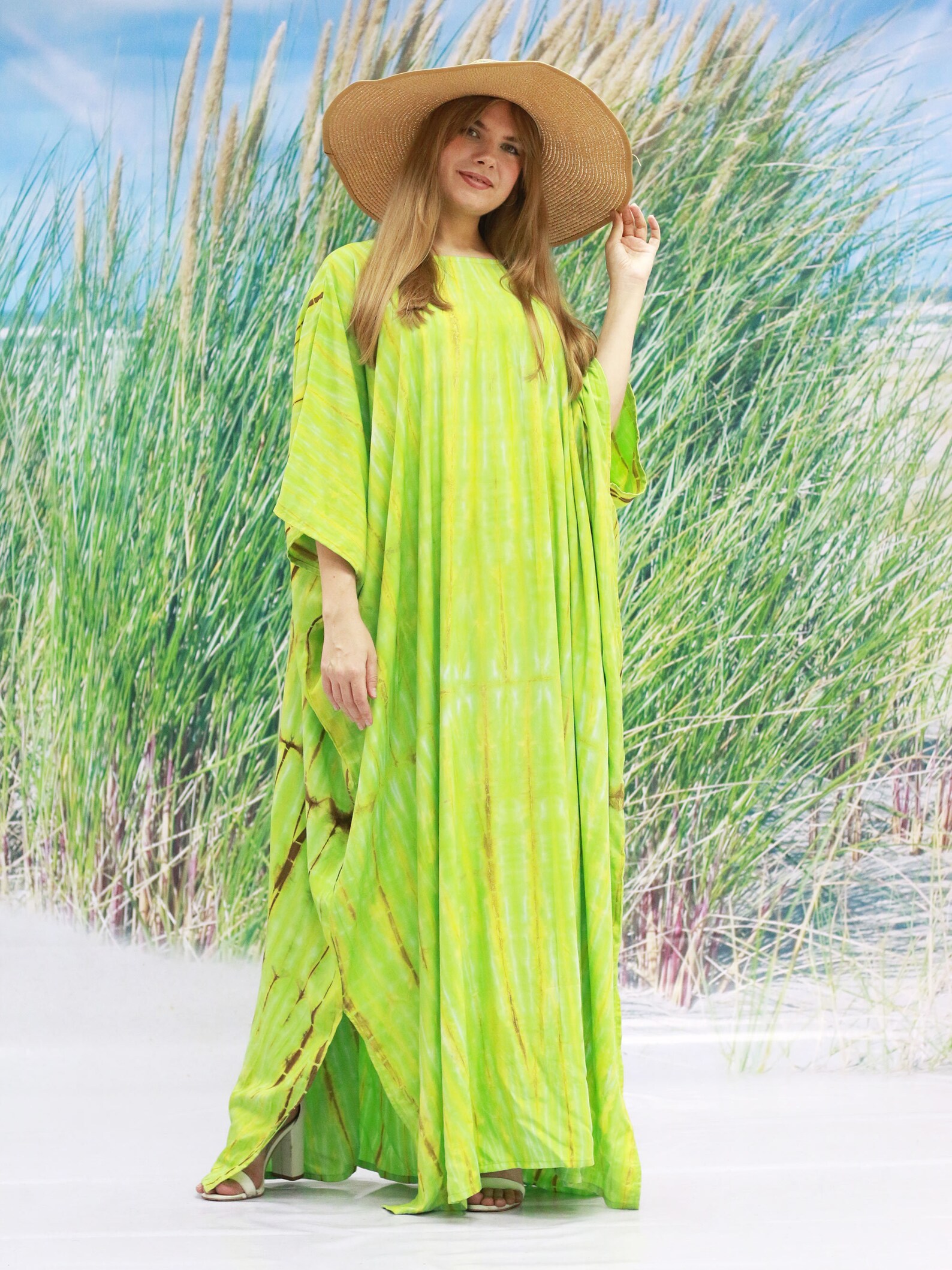Lime Green Tie Dye Kaftan for Women Handmade Tie Dye Caftan Etsy