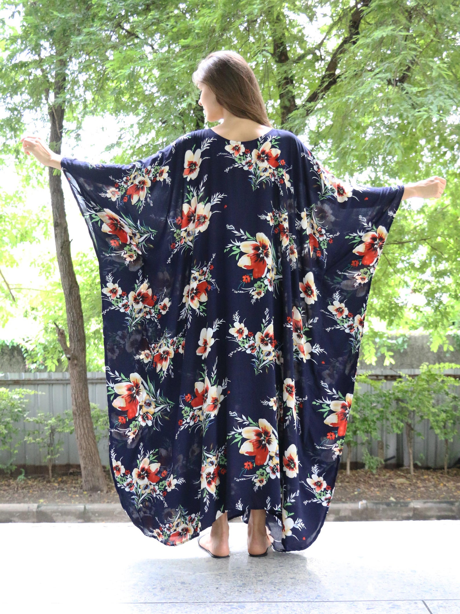 Floral Kaftan Black Polynesian Dress Cotton Kaftan UK Etsy
