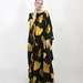 Gold Kaftan Large, Bohemian Kaftan, Bohemian Dress, Silk Kaftan Maxi Dress, Gingko Leaf Silk Black Caftan Dress, Japan Silk Kaftan Gift