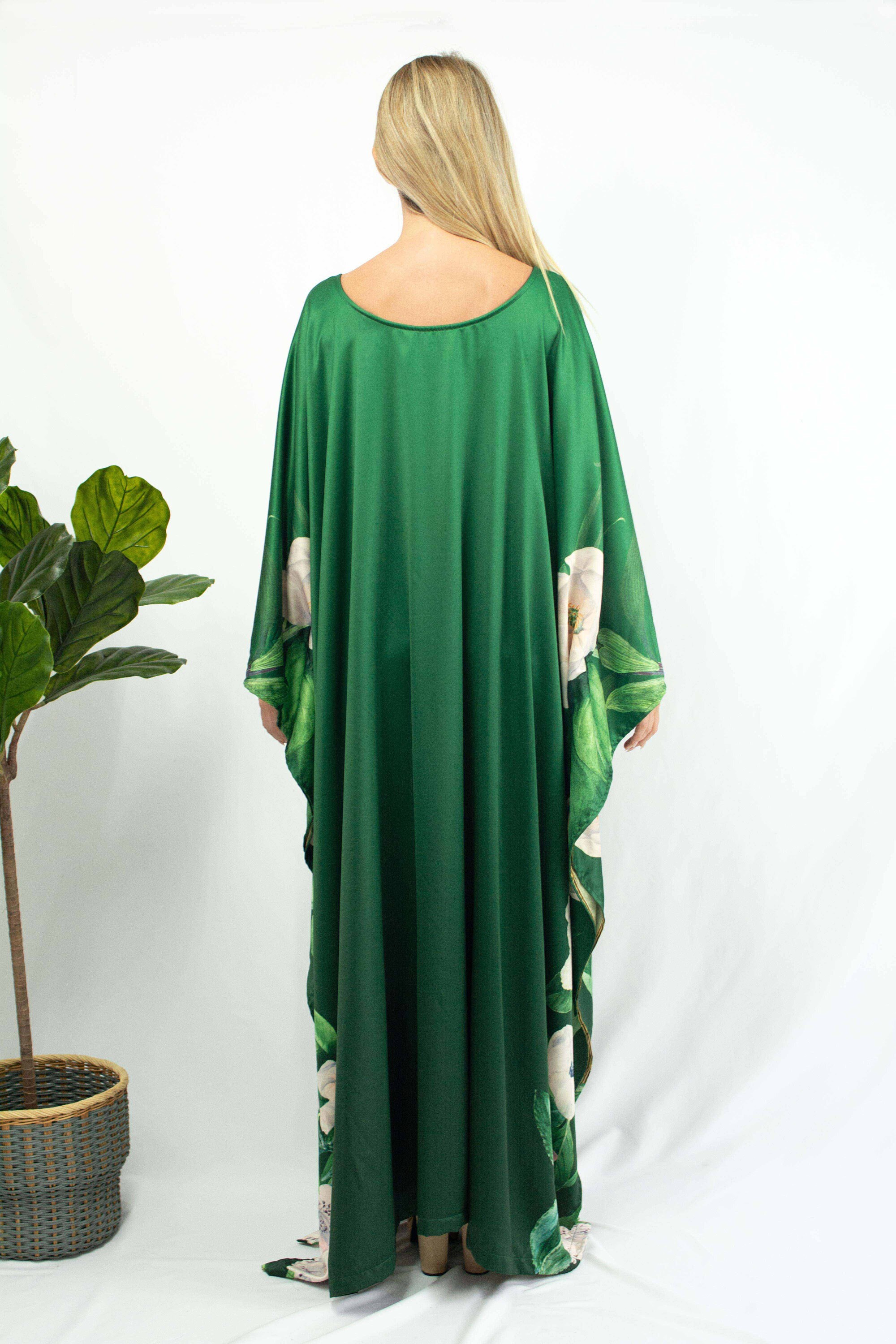 Silk Kaftan Dress Silk Kimono Robe for Women Green Silk Etsy