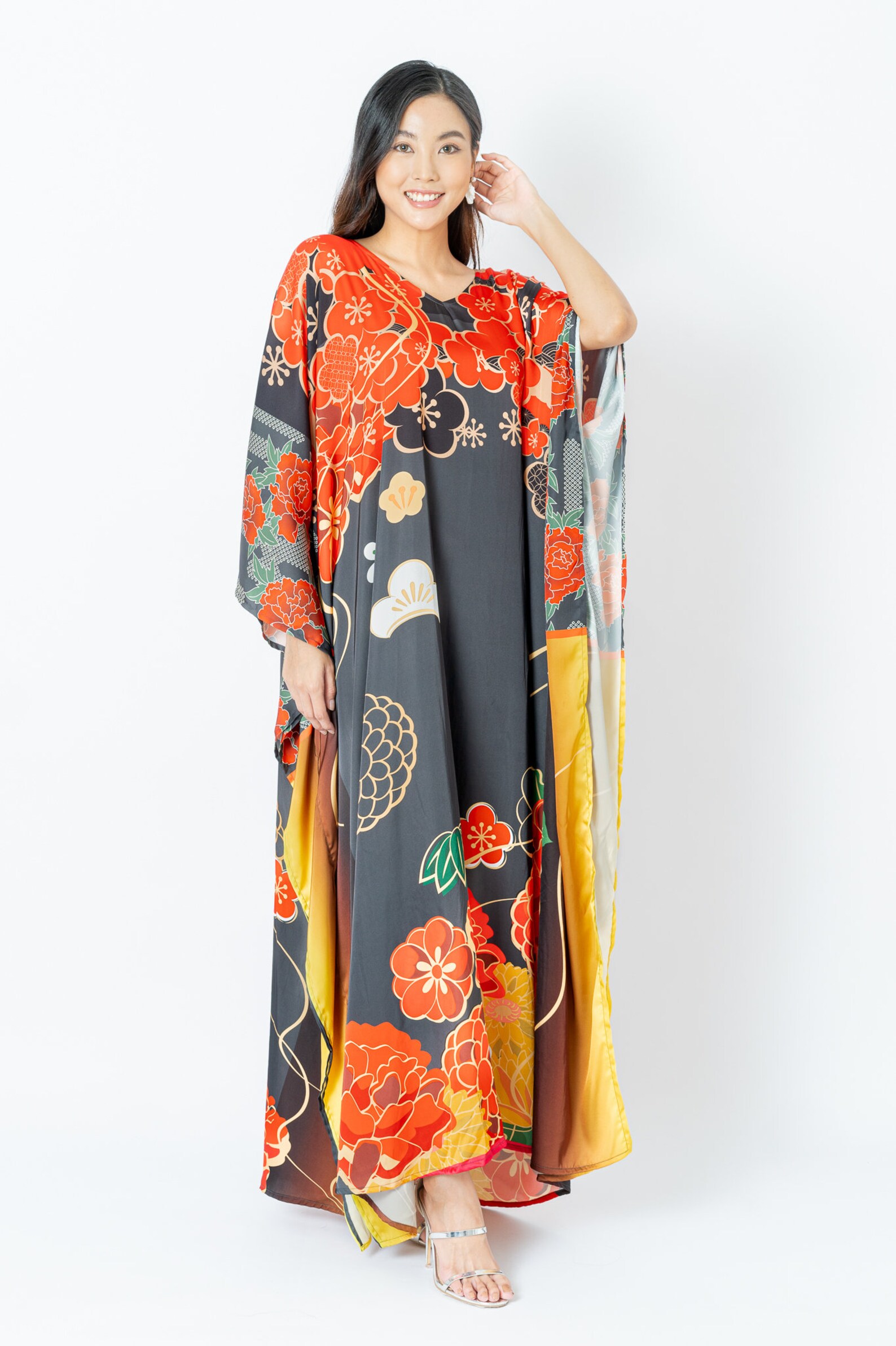 Red Kaftan Silk Robe Sakura Kaftan Kimono Caftan Plus Size - Etsy