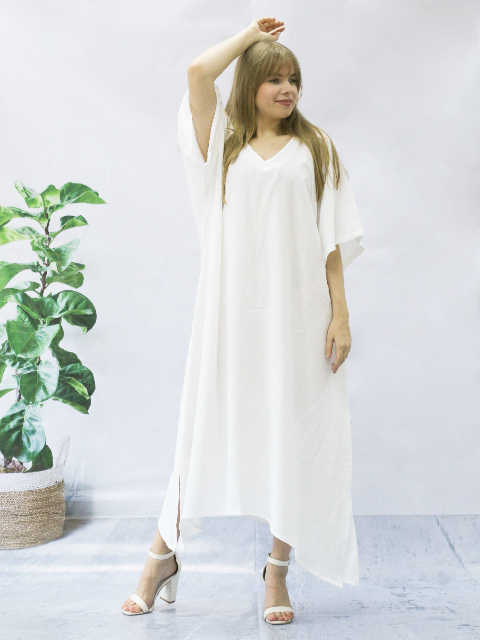 White Long Kaftan Cotton Dress Kaftan Beach Cotton White Etsy