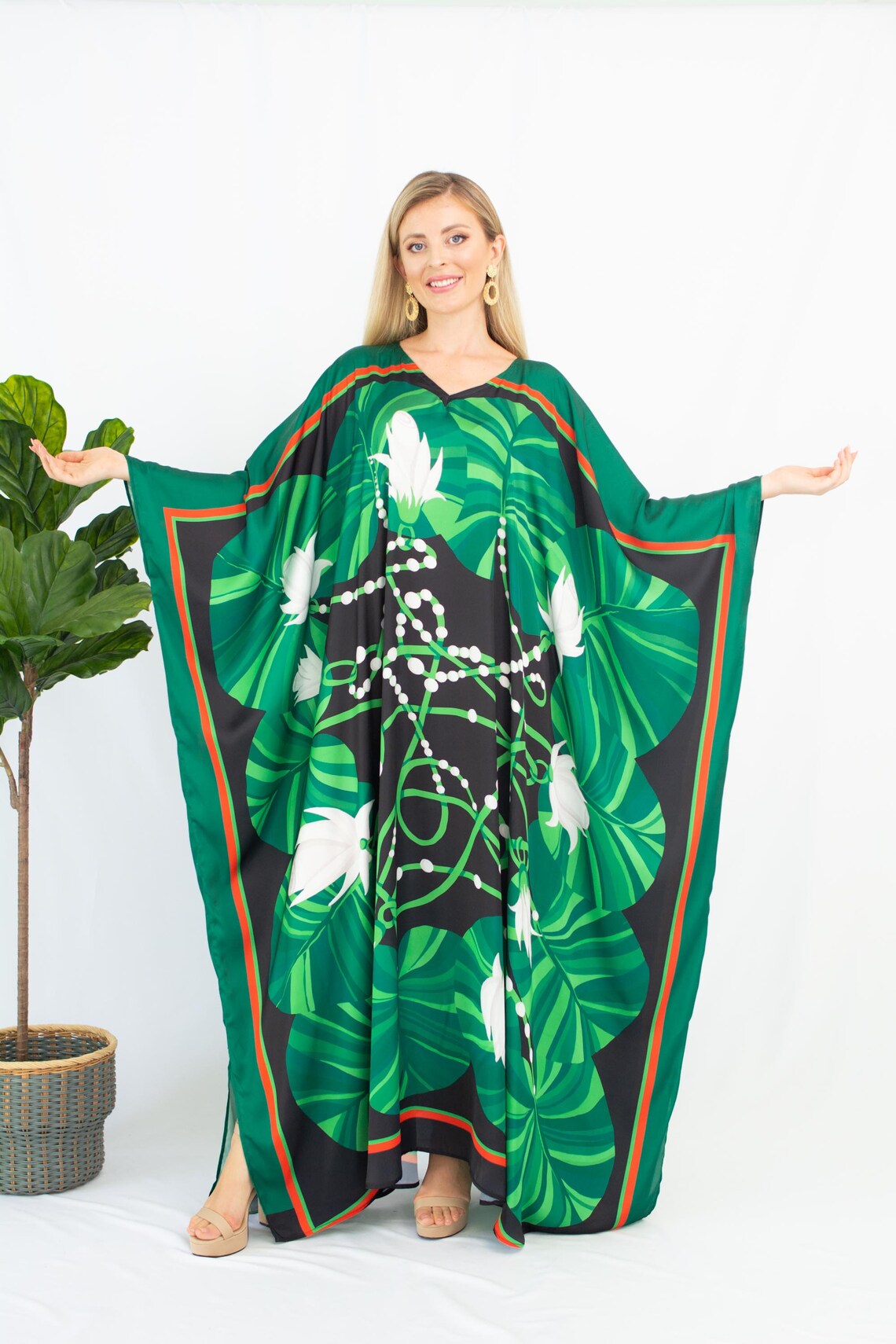 emerald green caftan