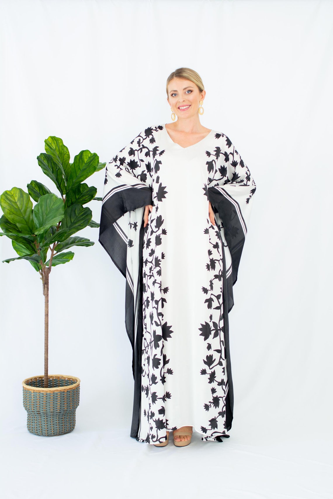 White Silk Kaftan Silk Caftan Long Dress Kaftan Long Sleeves Etsy