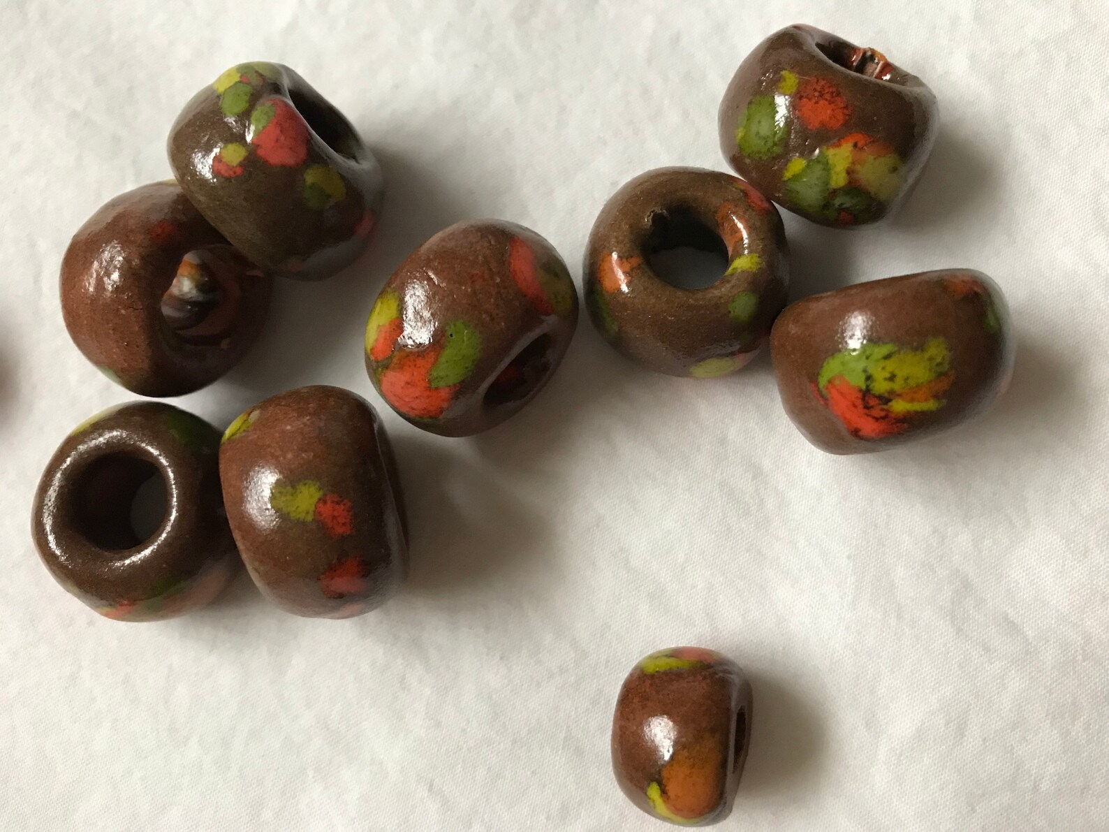 Vintage 1970s Clay/Ceramic Macrame Beads Etsy