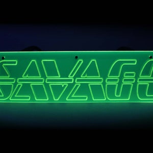 Gloeit in het donker onder UV Blacklight Savage gegraveerd Cosplay Party Rave Kostuum Futuristische Neon Groene Zonnebril